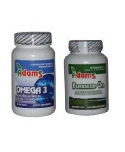 Reducerea colesterolului cu Pachetul Omega 3 X 3 + Flaxseed Oil X 4 - Adams Vision